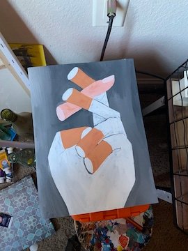 Cigarette fingers painting by Samantha