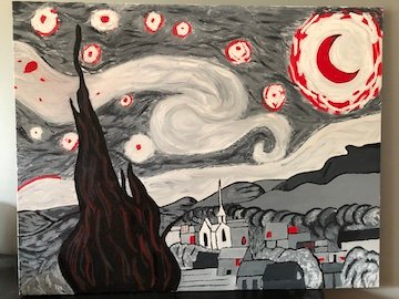 Starry Night impression painting by Carla Sewell