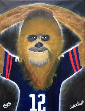 Chewbacca in Brady jersey painting by Carla Sewell